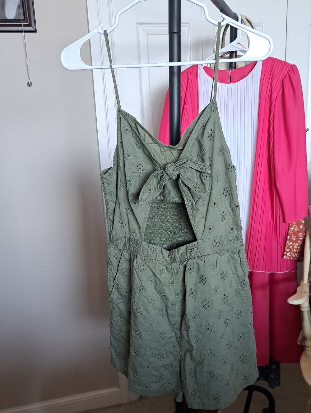 aerie Olive Green Smocked Waist Romper